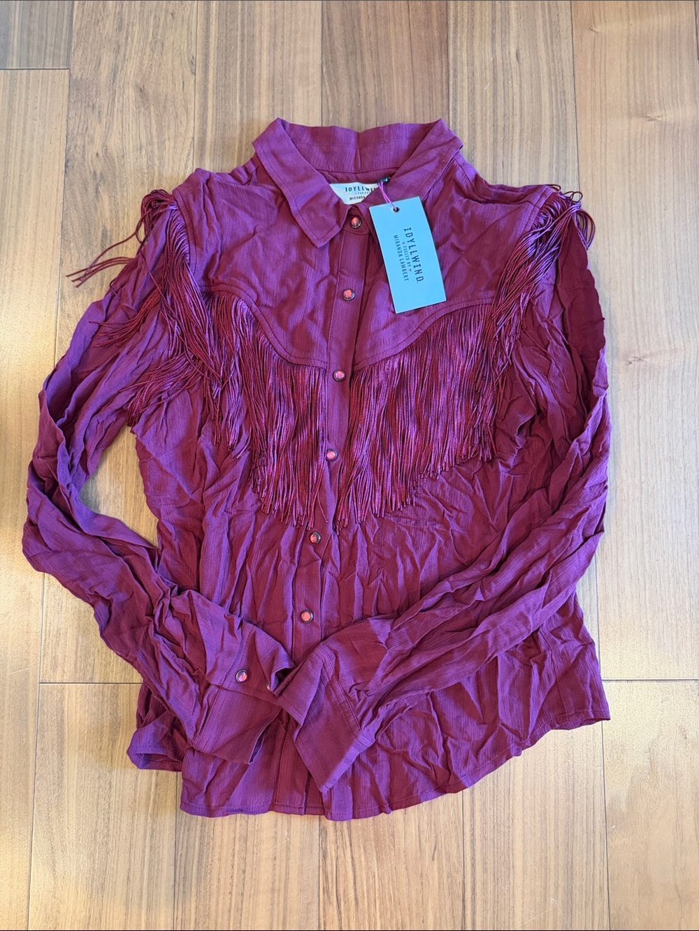 Idyllwind Berry Fringe Button-Down Shirt